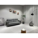 Ver imagem 2 de Sc-2312 Sofá 2m com 2 Poltronas Cinza Material Ecológico Sala Escritório Conforto Luxo Tv Premium