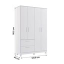 Ver imagem 4 de Roupeiro Jujuba 4 Portas de Bater 2 Gavetas MDF Branco Loja Doce Lar 129.6cm