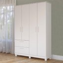 Ver imagem 3 de Roupeiro Jujuba 4 Portas de Bater 2 Gavetas MDF Branco Loja Doce Lar 129.6cm
