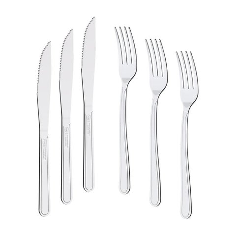 Kit - Jogo de Faca e Garfo Buzios 48 Peças em Aço Inox Ibag - Tramontina