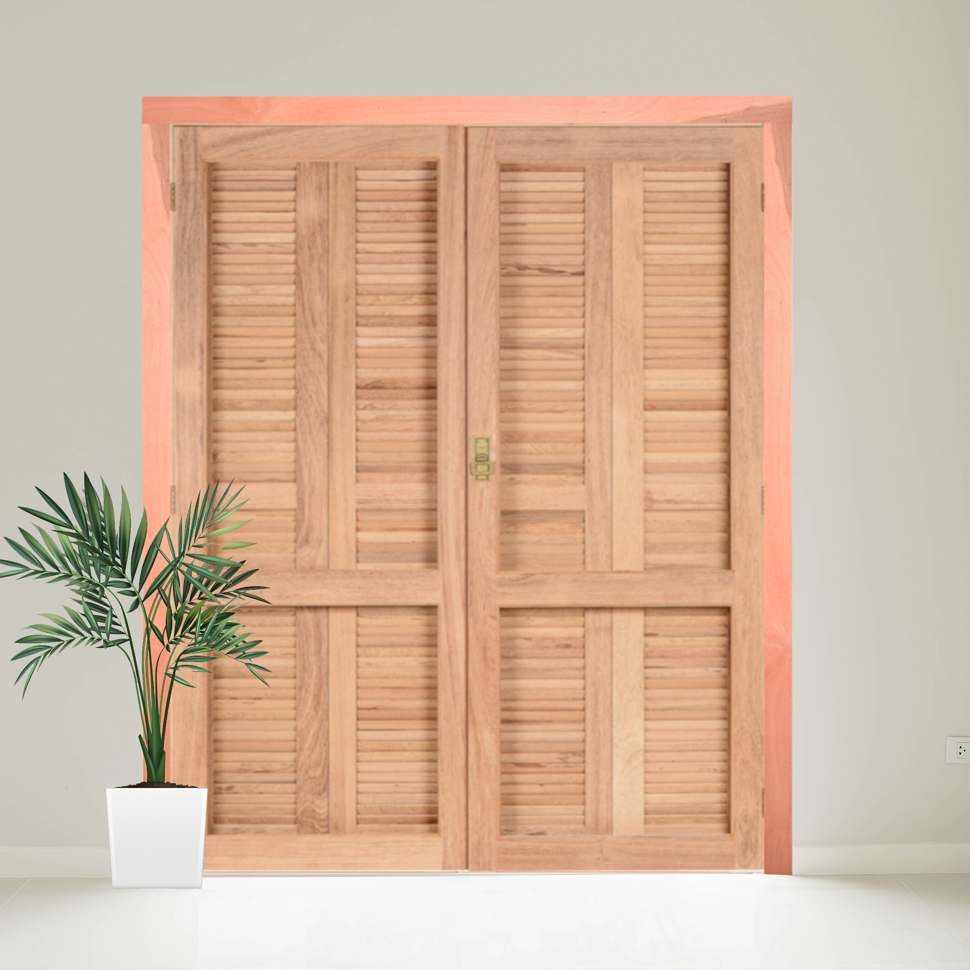 Porta de Madeira Veneziana 213cmx160cmx12cm PE551 Esel