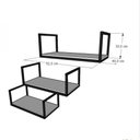 Ver imagem 2 de Prateleira Industrial Suspensa Estante Parede Nicho Preto Ferro e Madeira Suporte Pratileira