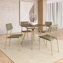 Ver imagem 1 de Conjunto de Sala de Jantar 4 Cadeiras Minna Carraro Noce Dourado
