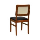 Ver imagem 4 de Cadeira Madeira Maciça Lyon Encosto Telinha Natural - Amêndoa Assento Estofado Linho Preto Textura