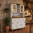 Ver imagem 4 de Armário de Cozinha Provençal 5 Portas 3 Gavetas 130cm Alegra S05 Off White Nogueira - Lyam Decor