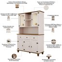 Ver imagem 5 de Armário de Cozinha Provençal 5 Portas 3 Gavetas 130cm Alegra S05 Off White Nogueira - Lyam Decor