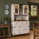 Ver imagem 3 de Armário de Cozinha Provençal 5 Portas 3 Gavetas 130cm Alegra S05 Off White Nogueira - Lyam Decor