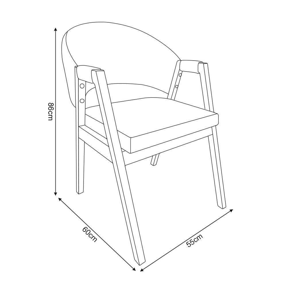 Cadeira de Jantar Madeira Maciça Castanho Helen Linho Bege Compose Facto Ocre - 4