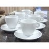 Kit Jogo 6 Xícaras Café, Chá 200ml Cônica com Pires - Porcelana Branca - 1