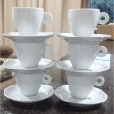 Ver imagem 3 de Kit Jogo 6 Xícaras Café, Chá 200ml Cônica com Pires - Porcelana Branca