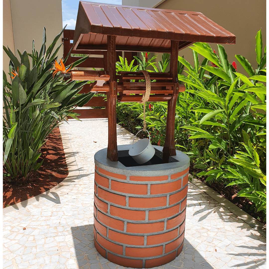Poço de Jardim Decorativo 130cm Balde com Queda d'Água 220V - 2