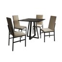 Ver imagem 1 de Conjunto de Jantar Mônaco Premium Mesa 90cm com 4 Cadeiras Estofadas para Cozinha Home - Preto/bege