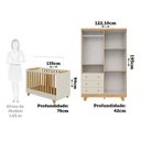 Ver imagem 3 de Quarto de Bebê Guarda-Roupa 4 Portas e Berço Minicama 4 em 1 Levy 100% MDF Yescasa