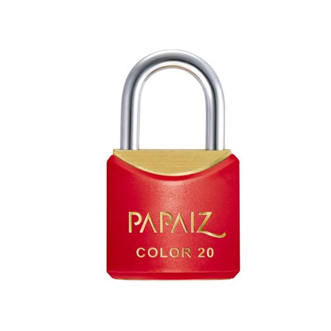 Cadeado com Chave 20mm Latão Vermelho Color Line Saco Plástico
