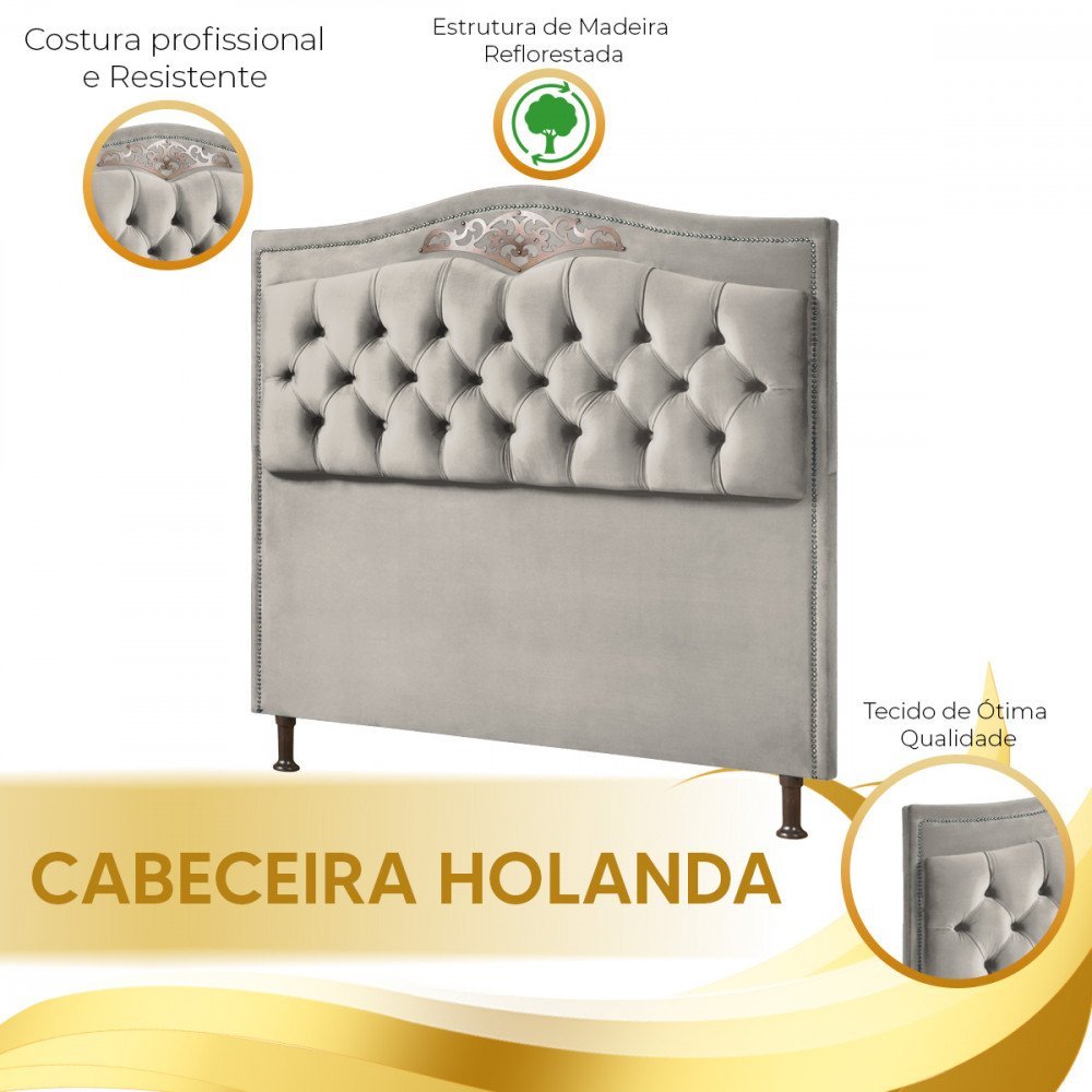 Cabeceira Holanda 1,60 para Cama Box Queen - Veludo - 4