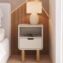 Ver imagem 1 de Mesa Cabeceira Quarto 40cm 1 Gaveta Pé Madeira Luara Off White A10 - Mpozenato