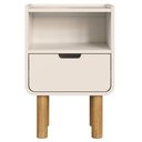 Ver imagem 6 de Mesa Cabeceira Quarto 40cm 1 Gaveta Pé Madeira Luara Off White A10 - Mpozenato
