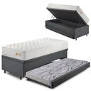 Ver imagem 1 de Bicama Box Baú Linho 88x188 com Colchão Ecoline D33 Ecoflex