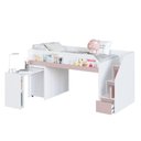 Ver imagem 3 de Cama Infanto Juvenil com Escrivaninha Estação de Trabalho MDP Branco e Rosa Completa Móveis