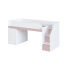 Ver imagem 2 de Cama Infanto Juvenil com Escrivaninha Estação de Trabalho MDP Branco e Rosa Completa Móveis