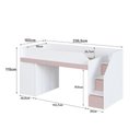 Ver imagem 4 de Cama Infanto Juvenil com Escrivaninha Estação de Trabalho MDP Branco e Rosa Completa Móveis