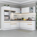 Ver imagem 3 de Armário de Cozinha Completa de Canto com Rodapé Veneza Multimóveis V2080 Branco/Dourado