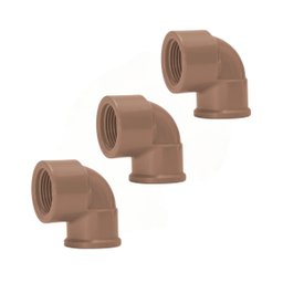 Kit 3 Joelho Cotovelo 90º Soldável Rosca 25mmx3/4'' Marrom - 1