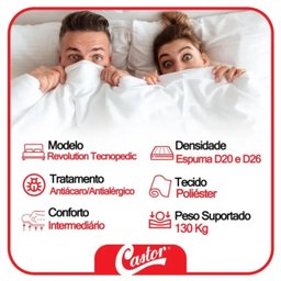 Cama Box Solteiro Castor Revolution Tecnopedic 88x188x54 + Box Castor - 9