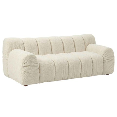 Sofá Living Gomo 3 Lugares Fixo 180cm Off White Bouclé Nexta Casa