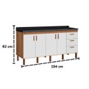 Ver imagem 5 de Armário de Cozinha 194 Cm Gabinete com 4 Portas e 3 Gavetas:avelato/branco