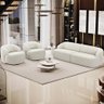 Sofá 3 Lugares Curvo Orgânico com 02 Poltronas Para Sala Living 250cm Barolo L06 Bouclê Off White -  - 2