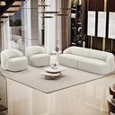 Ver imagem 2 de Sofá 3 Lugares Curvo Orgânico com 02 Poltronas Para Sala Living 250cm Barolo L06 Bouclê Off White -