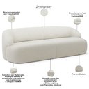 Ver imagem 3 de Sofá 3 Lugares Curvo Orgânico com 02 Poltronas Para Sala Living 250cm Barolo L06 Bouclê Off White - 