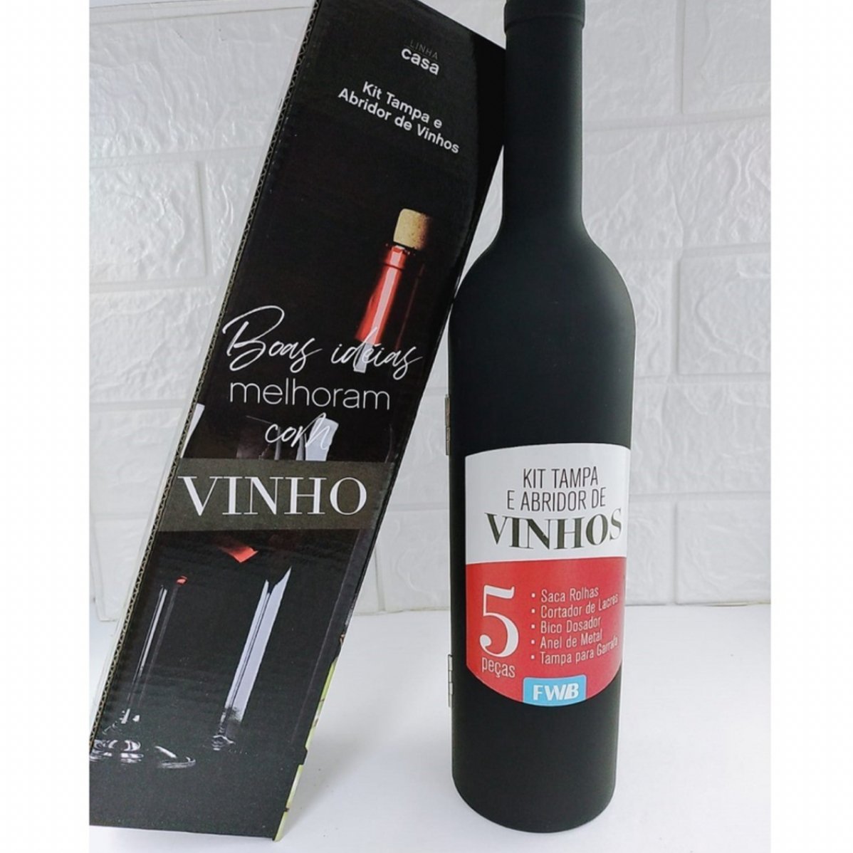 Kit Abridor de Vinho em Formato Garrafa 5 Peças - 4