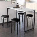 Ver imagem 1 de Conjunto Mesa de Cozinha Prattica Industrial 120cm com 4 Banquetas F02 Branco/Preto - Mpozenato