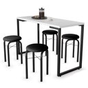Ver imagem 4 de Conjunto Mesa de Cozinha Prattica Industrial 120cm com 4 Banquetas F02 Branco/Preto - Mpozenato