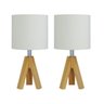 Kit 02 Abajur Quarto Tripé Madeira Natural Pequeno Luxo - 1