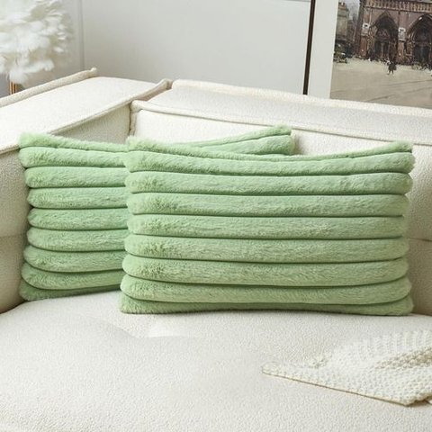 Capa P/ Almofada Pelucia Wave Soft 30 X 60 Cm - Verde Sálvia