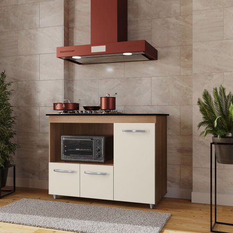 Balcão para Cooktop 3 Portas Armário de Cozinha Ana - Ssx Multicoisas