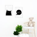 Ver imagem 2 de Kit 2 Quadros Infantis Gatinho Escandinavo 24x18cm - com Vidro:madeira Preta