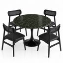 Ver imagem 3 de Mesa de Jantar Saarinen Redonda 150 cm Tampo Mármore Verde Guatemala Base Laca Preta