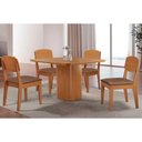 Ver imagem 1 de Conjunto: Mesa de Cozinha Maldivas c/ Tampo Madeirado Canto Curvo 90x90cm e 4 Cadeiras Havana