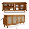 Buffet Aparador Madeira e Tela de Rathan Sintética 4 Portas Deltran Atraente Móveis Imbuia - 3