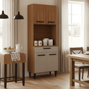 Ver imagem 1 de Armário de Cozinha Compacto Malu 4 Portas 1 Gaveta Multiuso - Cinamomo/offwhite