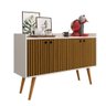 Aparador Buffet Dallas 4 Portas Decoração Cantinho Café Pés Retrô Off White/ripado Nature - Rpm - 1