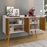 Aparador Buffet Dallas 4 Portas Decoração Cantinho Café Pés Retrô Off White/ripado Nature - Rpm - 2