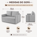 Ver imagem 3 de Sofá Cama Casal Mali 2 Lugares 1,40m Linho Confortável - Cinza | Courino