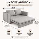 Ver imagem 4 de Sofá Cama Casal Mali 2 Lugares 1,40m Linho Confortável - Cinza | Courino