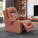 Ver imagem 2 de Cadeira com Massagem Poltrona do Papai Giratória Reclinável Manual Austin Aquecimento Pu Caramelo G9