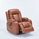 Ver imagem 6 de Cadeira com Massagem Poltrona do Papai Giratória Reclinável Manual Austin Aquecimento Pu Caramelo G9